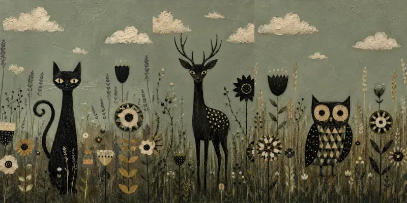 Surreal Folk Art Wall Decor Assets generated by undefined