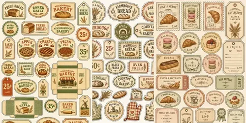 Vintage Bakery Ephemera Cutout Sheets generated by chatgpt-image