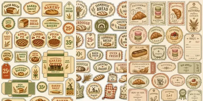 Vintage Bakery Ephemera Cutout Sheets generated by undefined