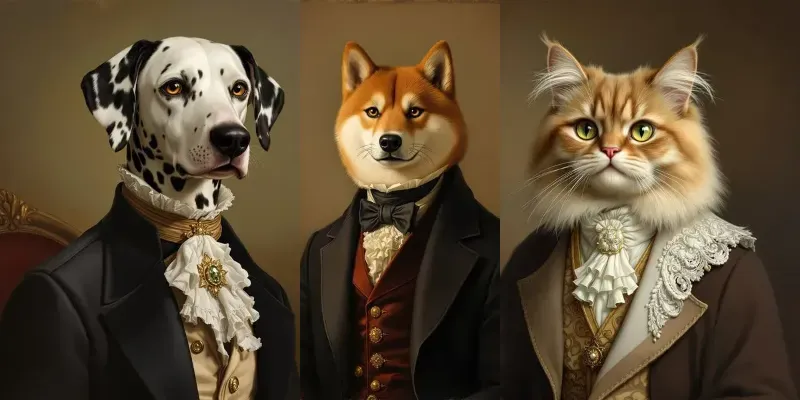 Aristocratic Classical Animal Portraits generated by undefined