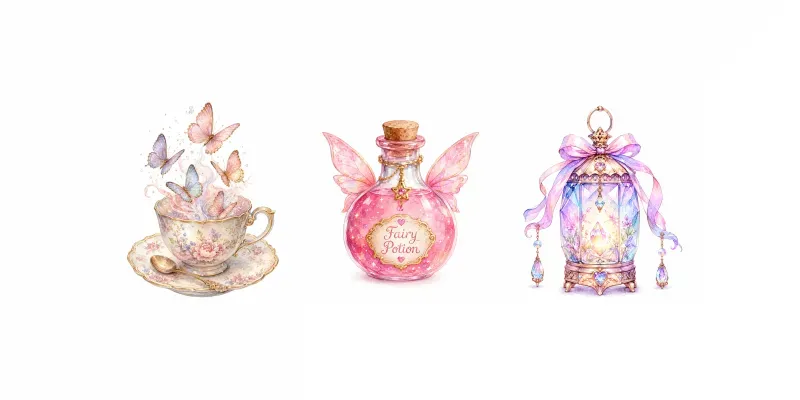 Pastel Whimsical Watercolor Cliparts generated by undefined