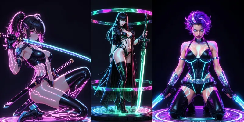 Neon Shadow Blade Dancer Anime generated by undefined