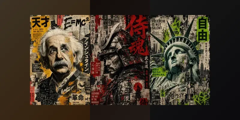 Urban Mixed Media Collage Portraits generated by undefined