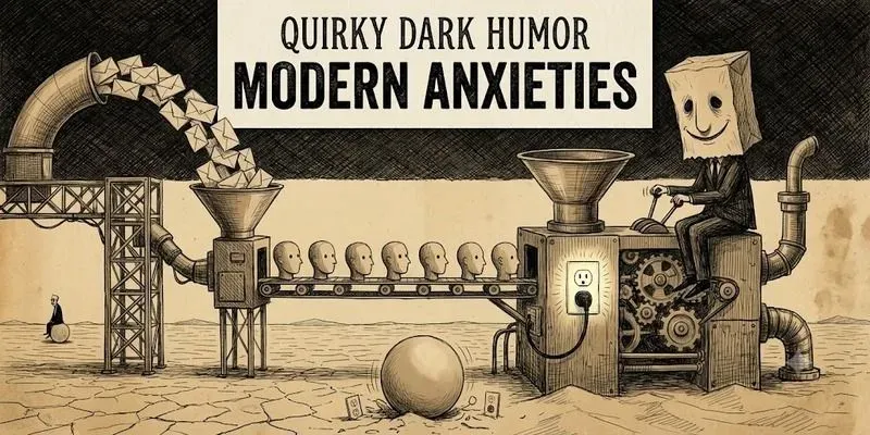 Quirky Dark Humor Modern Anxieties generated by undefined