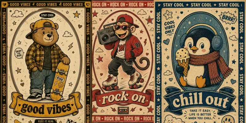 Vintage Streetwear Cartoon Posters generated by undefined