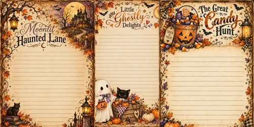 Vintage Halloween Journal Cards generated by chatgpt-image