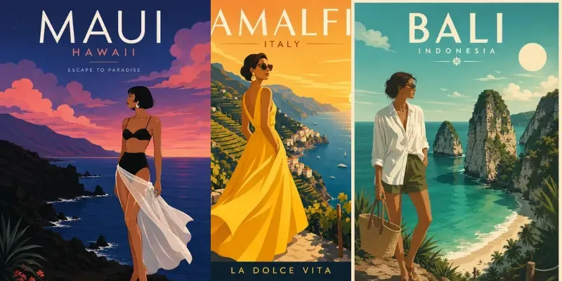 Mid Century Minimalist Coastal Posters generated by undefined
