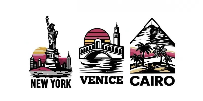 Bold Retro Landmark Posters generated by undefined