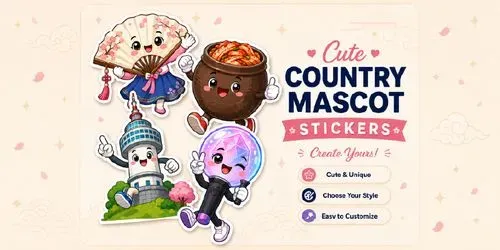 Cute Country Mascot Stickers generated by chatgpt-image