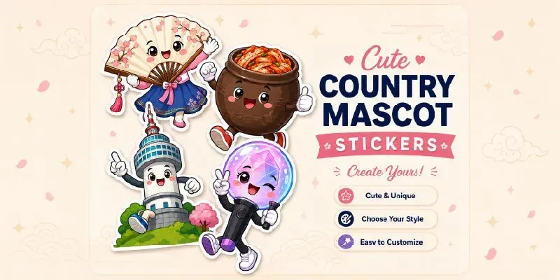 Cute Country Mascot Stickers generated by undefined