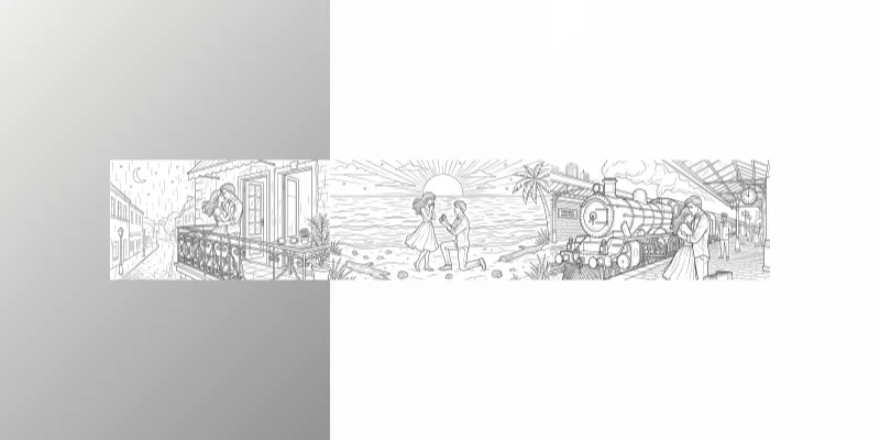 Love Romance Line Art Illustrations