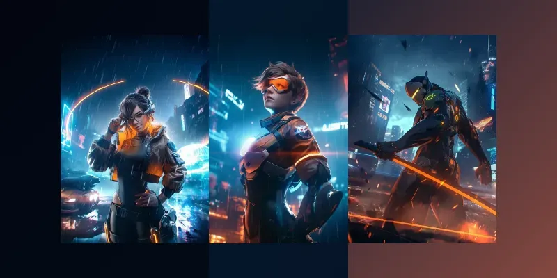 Cyberpunk Overwatch Characters generated by undefined