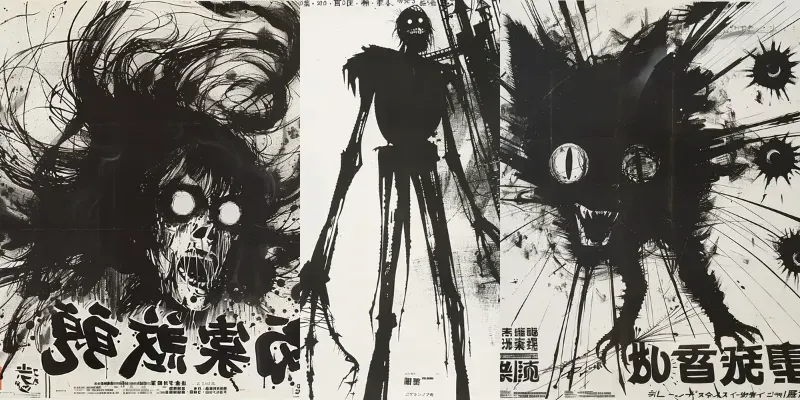 Vintage Japanese Horror Movie Poster Art generated by undefined