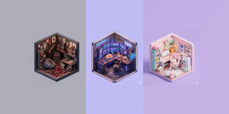Cosy 3D Isometric Rooms generated by undefined