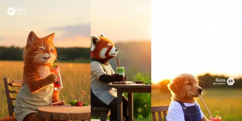 Cute Animal Beverage Videos generated by undefined