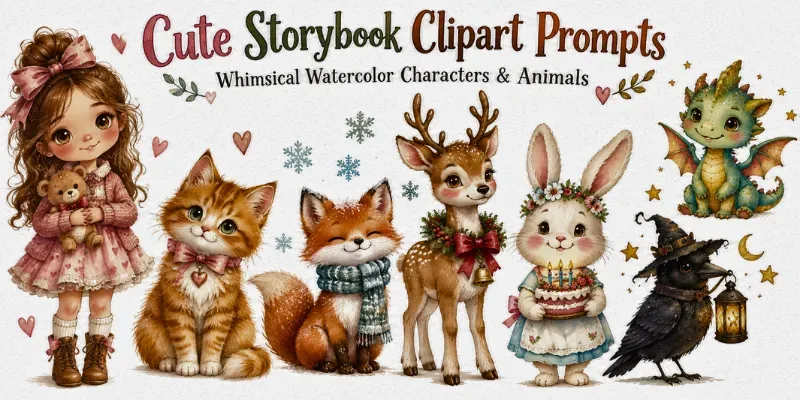 Storybook Watercolor Character Cliparts generated by undefined