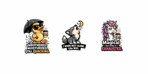 Cute Animal Dark Humor Quote Stickers generated by chatgpt-image