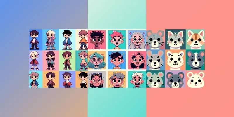Stylized Character Grid Art generated by undefined