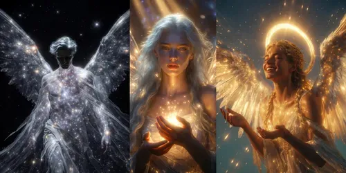 Divine Celestial Angels Surreal Art generated by grok-image