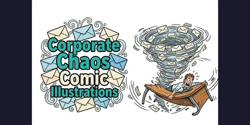 Corporate Chaos Comic Illustrations generated by gemini-image