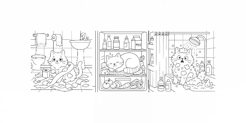 Cats Cozy Moments Coloring Book Pages generated by undefined