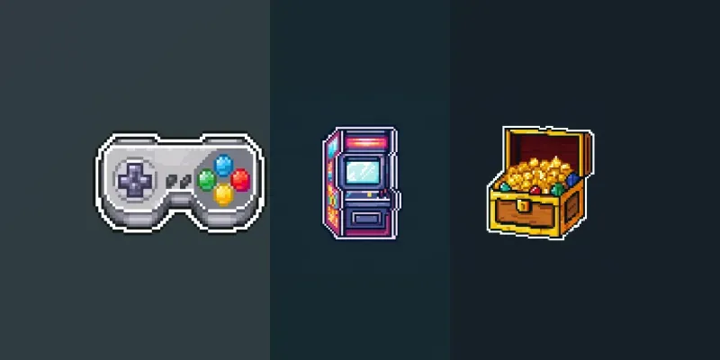 16bit Pixel Art Game Retro Icons