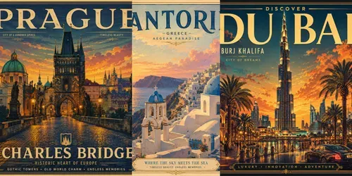 Vintage Cityscape Travel Posters generated by chatgpt-image