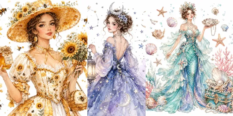 Vintage Watercolor Fashion Sets generated by undefined