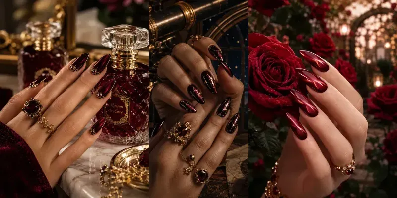 Luxury Burgundy Nail Designs generated by undefined