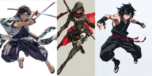Dynamic Anime Character Poses generated by midjourney