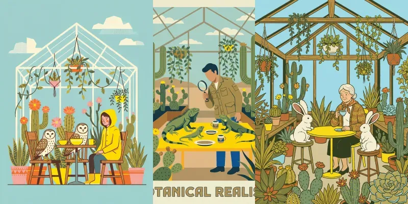 Retro Modern Botanical Illustrations generated by undefined
