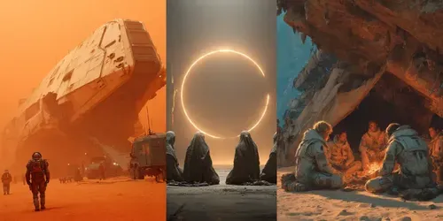 Martian Feudal Sci Fi Scenes generated by midjourney
