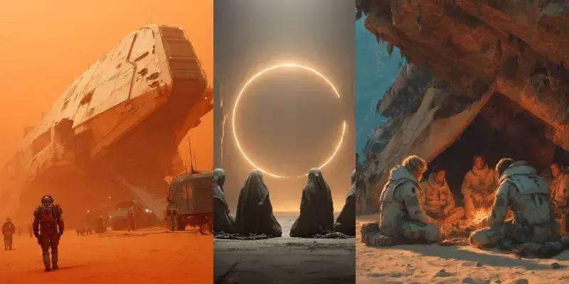 Martian Feudal Sci Fi Scenes generated by undefined