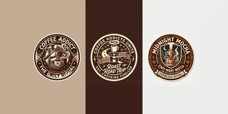 Coffee Addict T Shirt Badges generated by undefined