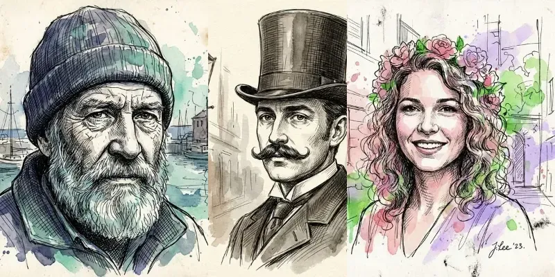 Ink Watercolor Portraits generated by undefined