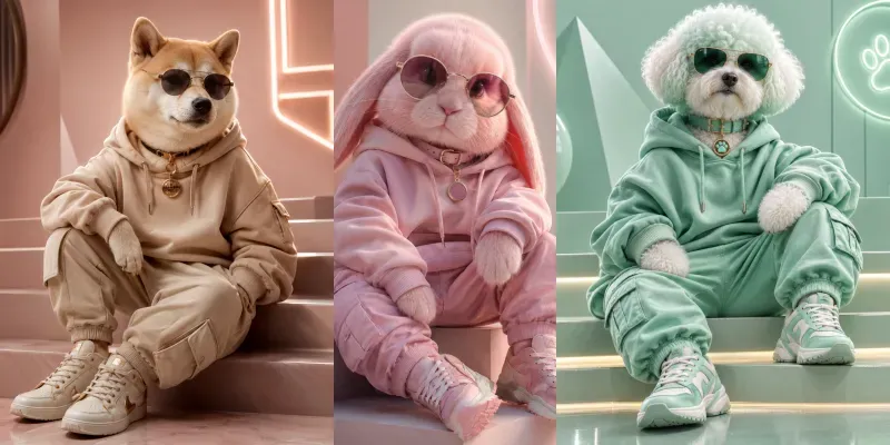 Pastel Pup Streetwear Portraits generated by undefined