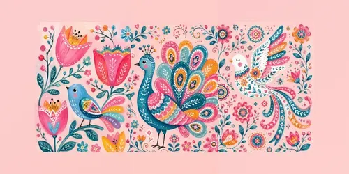 Colorful Folk Art Bird Sets generated by chatgpt-image