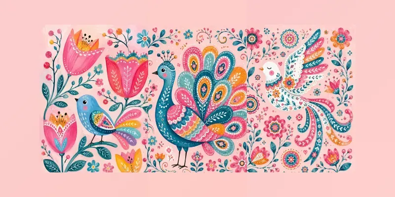 Colorful Folk Art Bird Sets generated by undefined