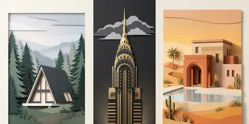Minimalist Paper Cut Architectures generated by gemini-image