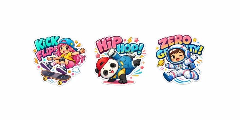 Cute Cartoon Action Sticker Generator generated by undefined