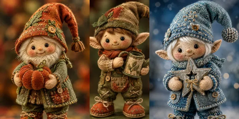 Whimsical Ragdoll Gnome Card Designs generated by undefined