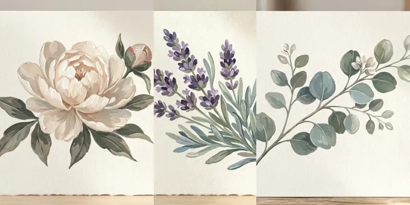 Textured Gouache Botanical Illustrations generated by undefined