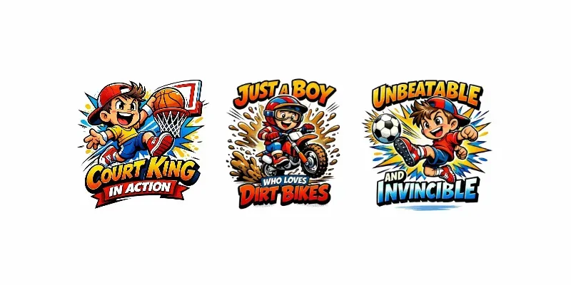 Retro Cartoon Kids Action Tshirt Art generated by undefined