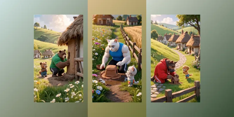 Whimsical Muscular Animal 3D Videos generated by undefined