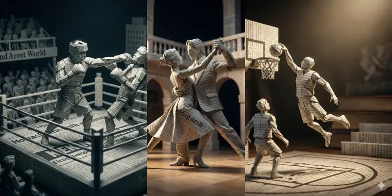 Realistic Papercraft Action Shots generated by undefined