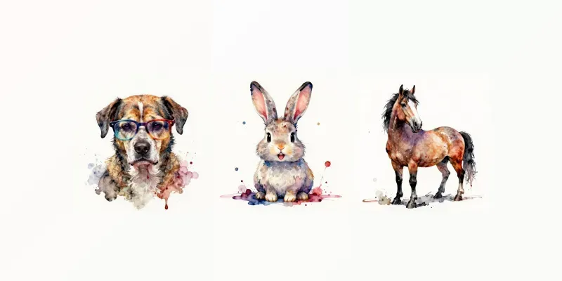 Alcohol Ink Animal Portrait Pngs generated by undefined