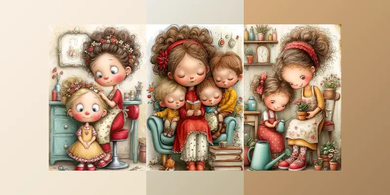 Retro Cartoon Mothers Day Posters generated by undefined