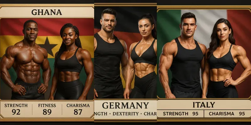 Bodybuilder Couple Game Cards generated by undefined