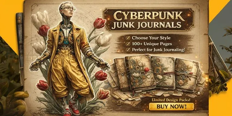 Cyberpunk Mechanical Garden Junk Journals generated by undefined