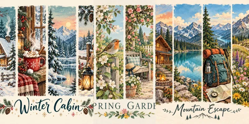 Whimsical Seasonal Panel Posters